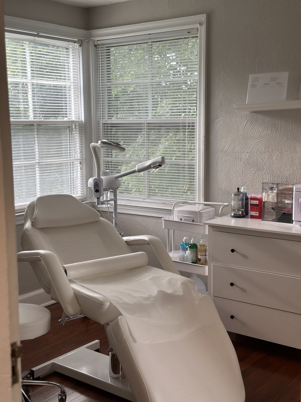 Bright private treatment room at 10 Skin Studio